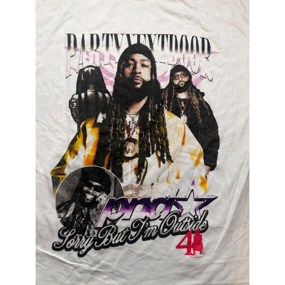 PARTYNEXTDOOR PND4 Sorry But Im Outside Graphic Tour T-Shirt White 1X - Picture 3 of 8